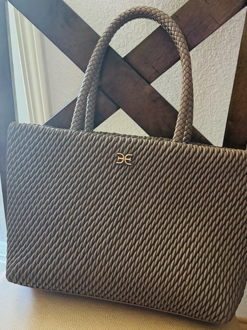 SAM EDELMAN Quilted Taupe Tote Bag